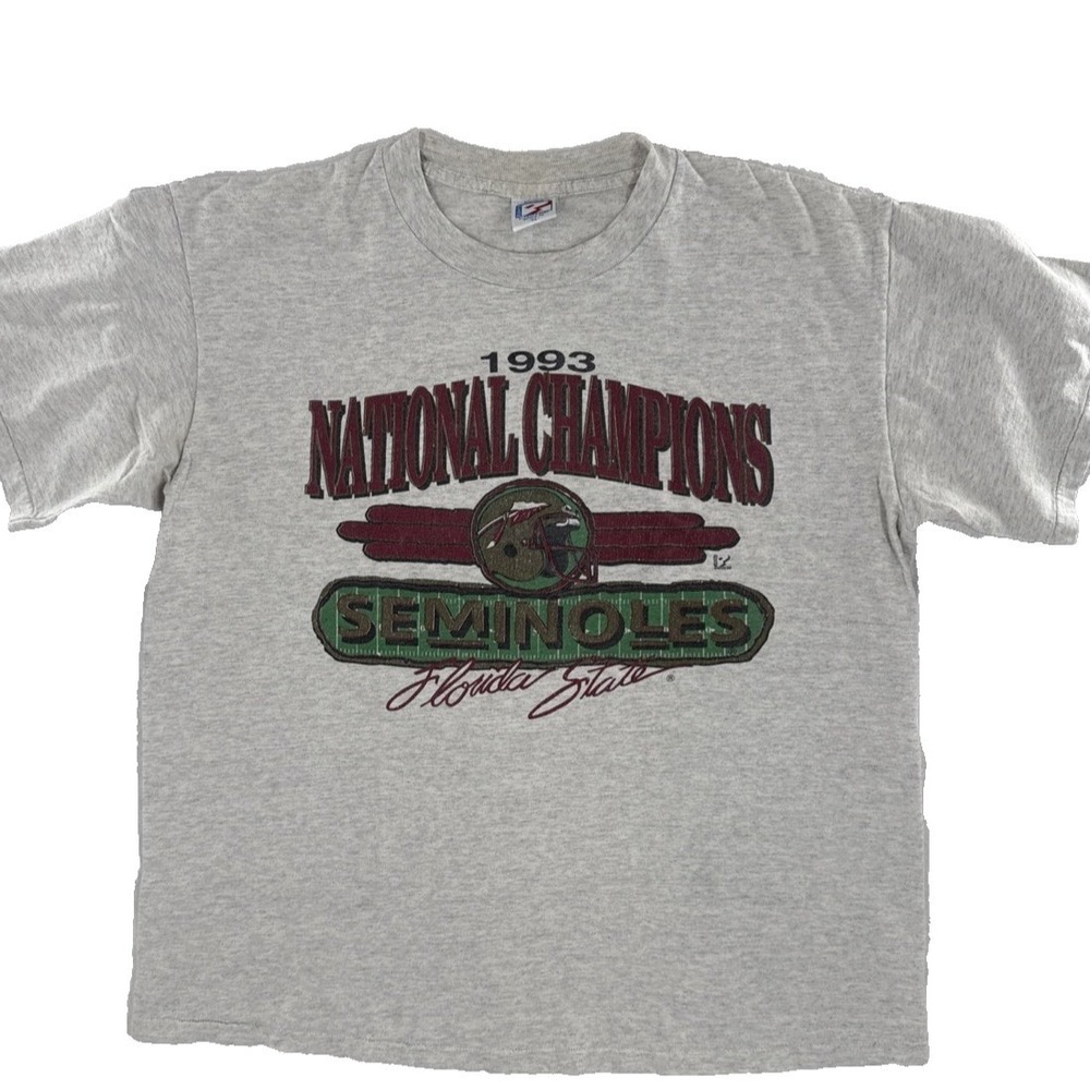 Vintage 1993 Florida State Seminoles National Champions T-Shirt Mens‎ XL Gray